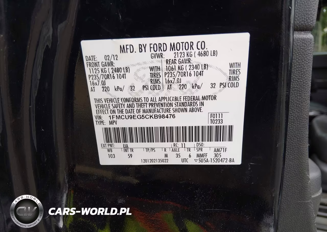 2012 Ford Escape Limited VIN:1FMCU9EG5CKB98476 - 9