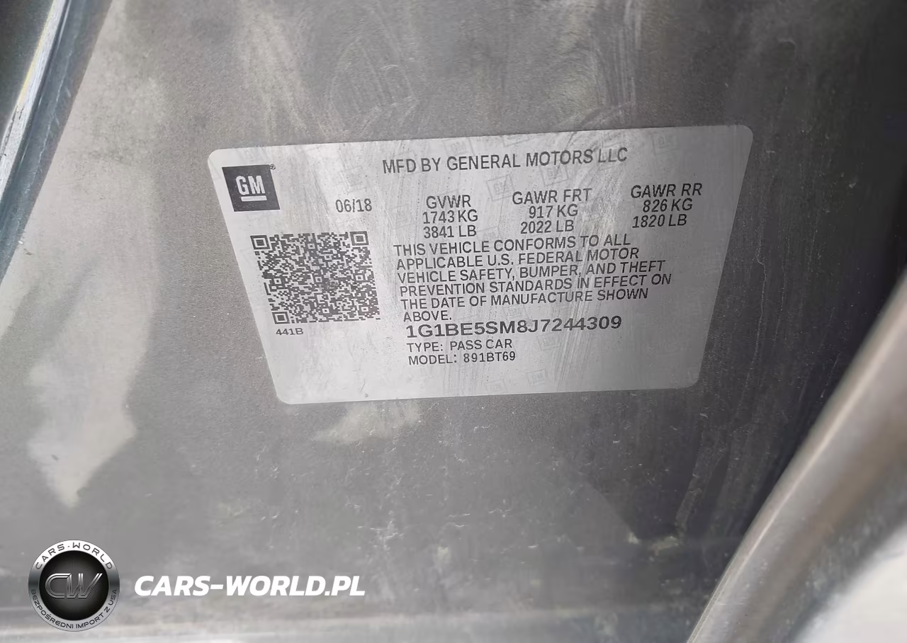2018 Chevrolet Cruze Lt Auto VIN:1G1BE5SM8J7244309 - 9