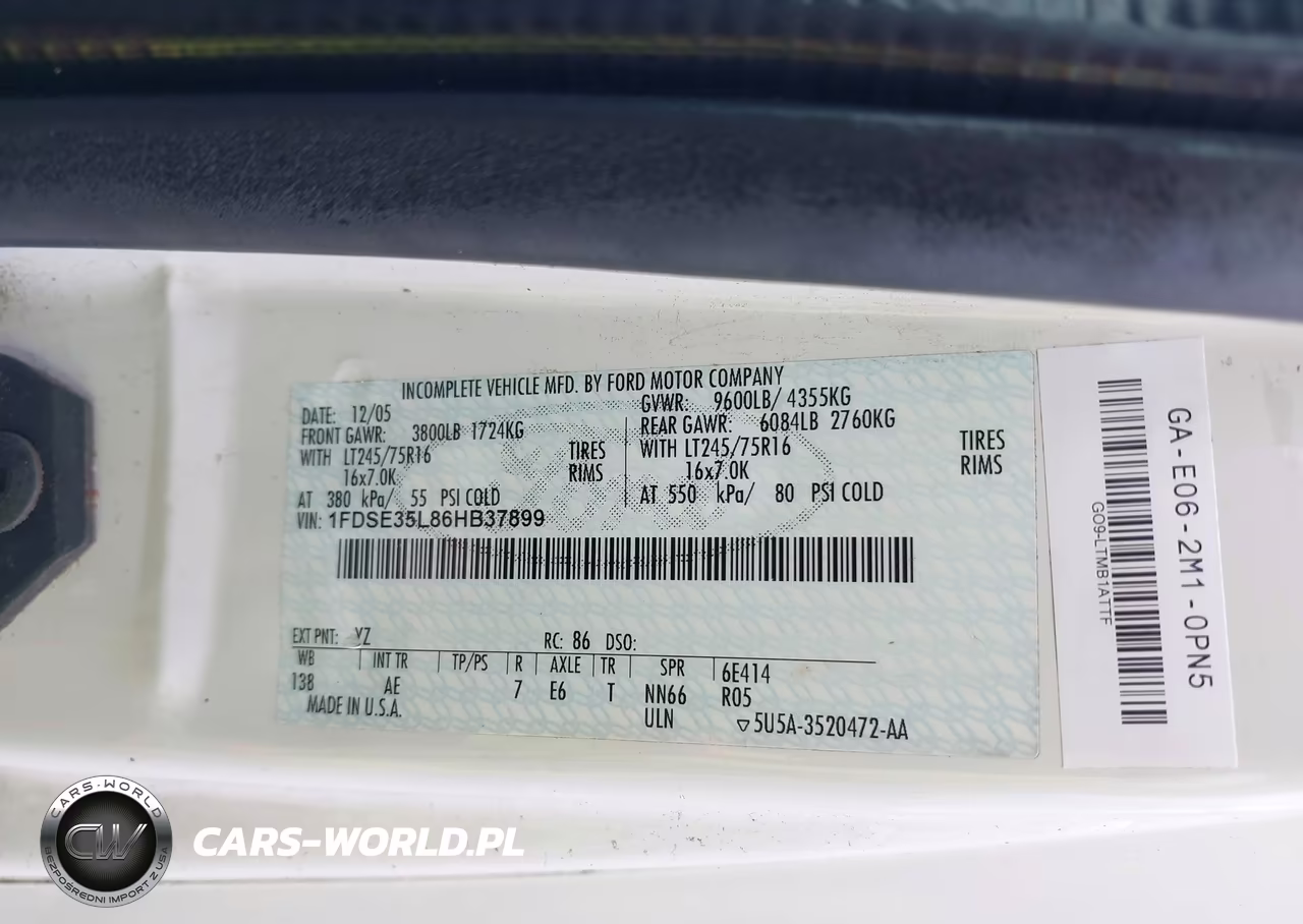 2006 Ford E-350 Cutaway VIN:1FDSE35L86HB37899 - 9