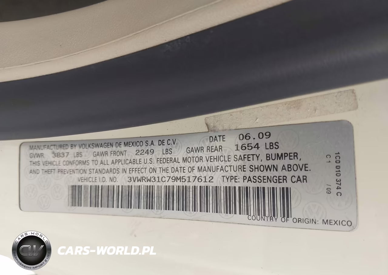2009 Volkswagen New Beetle 2.5L VIN:3VWRW31C79M517612 - 9