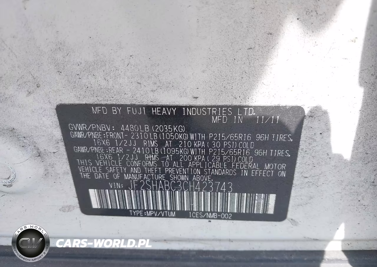 2012 Subaru Forester 2.5X VIN:JF2SHABC3CH423743 - 9