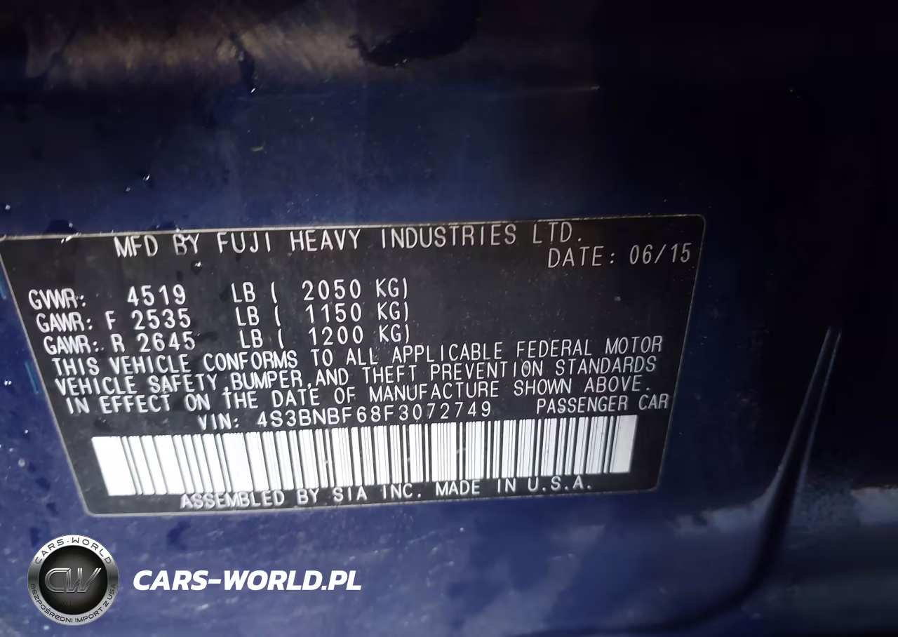 2015 Subaru Legacy 2.5I Premium VIN:4S3BNBF68F3072749 - 9