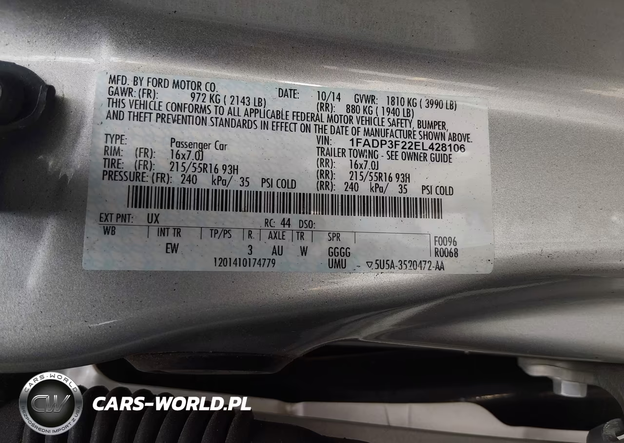 2014 Ford Focus Se VIN:1FADP3F22EL428106 - 9