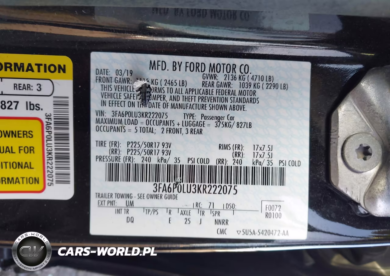 2019 Ford Fusion Hybrid Se VIN:3FA6P0LU3KR222075 - 9