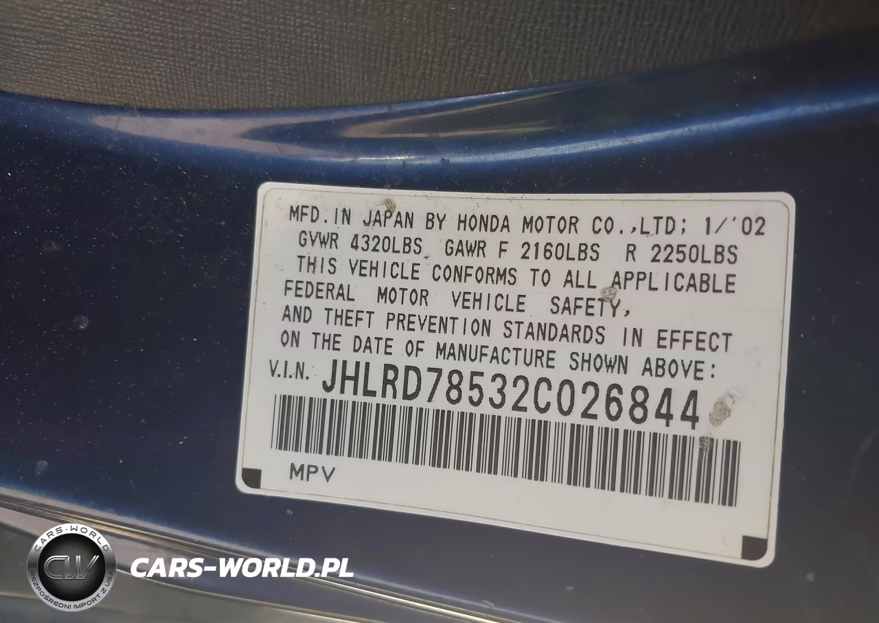 2002 Honda Cr-V Lx VIN:JHLRD78532C026844 - 9