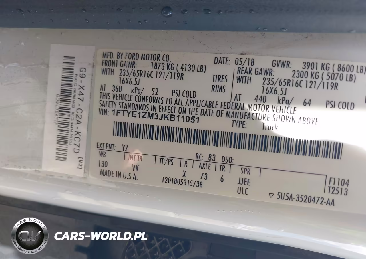 2018 Ford Transit-150 VIN:1FTYE1ZM3JKB11051 - 9