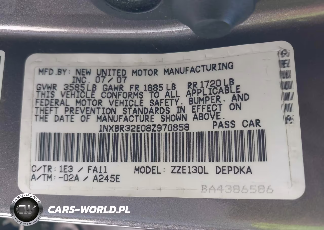 2008 Toyota Corolla Ce VIN:1NXBR32E08Z970858 - 9