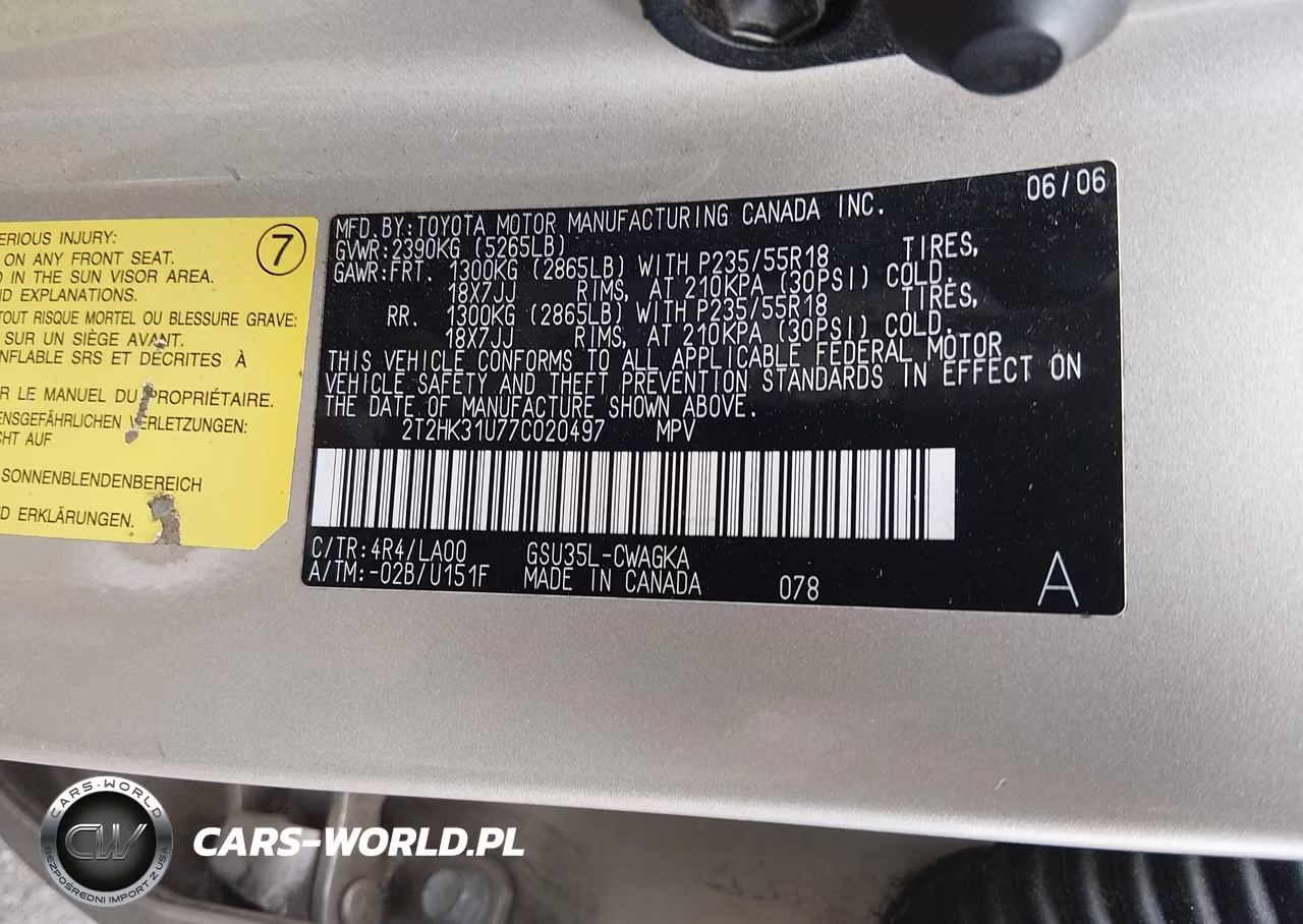 2007 Lexus Rx 350 VIN:2T2HK31U77C020497 - 9