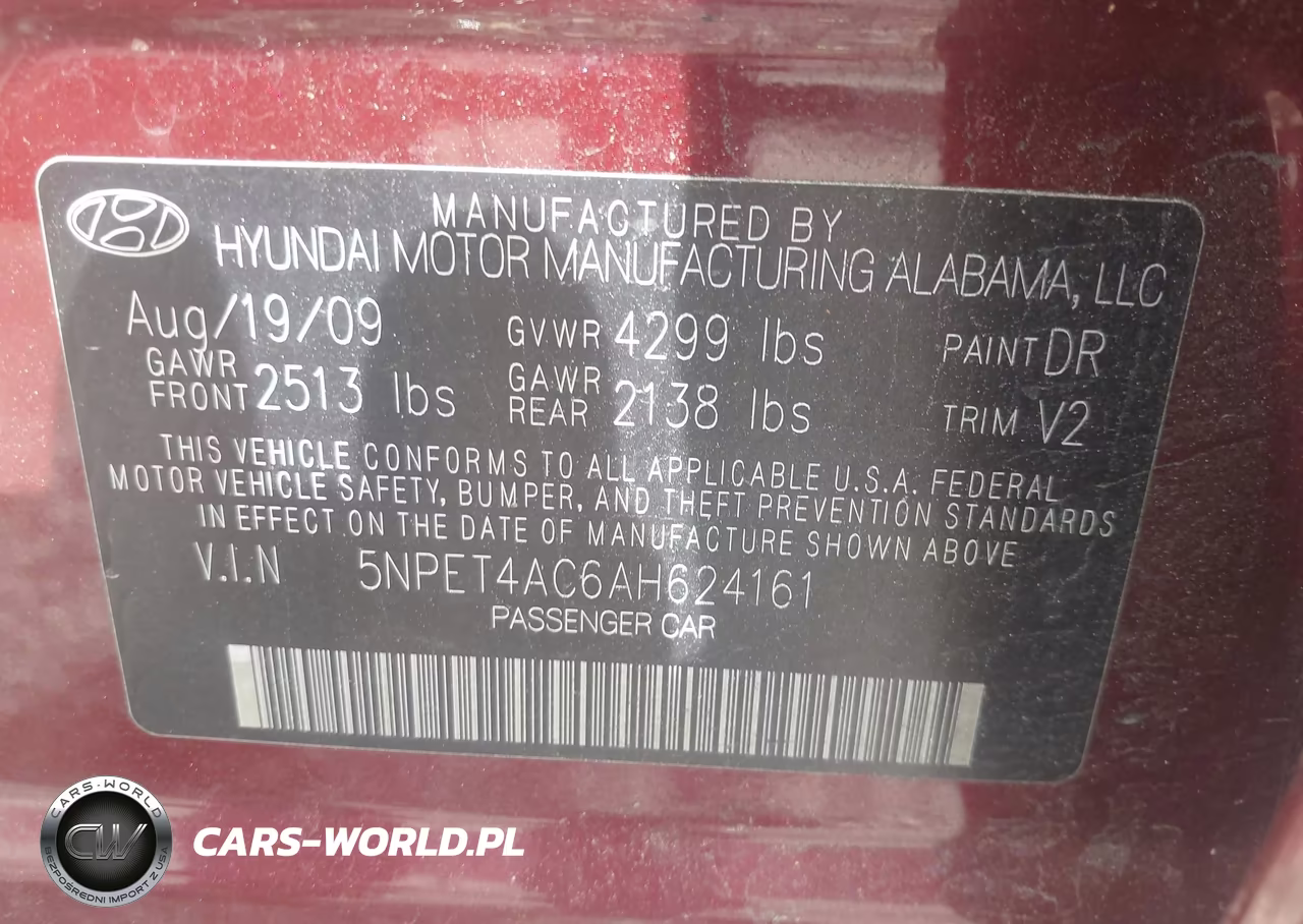 2010 Hyundai Sonata Gls VIN:5NPET4AC6AH624161 - 9
