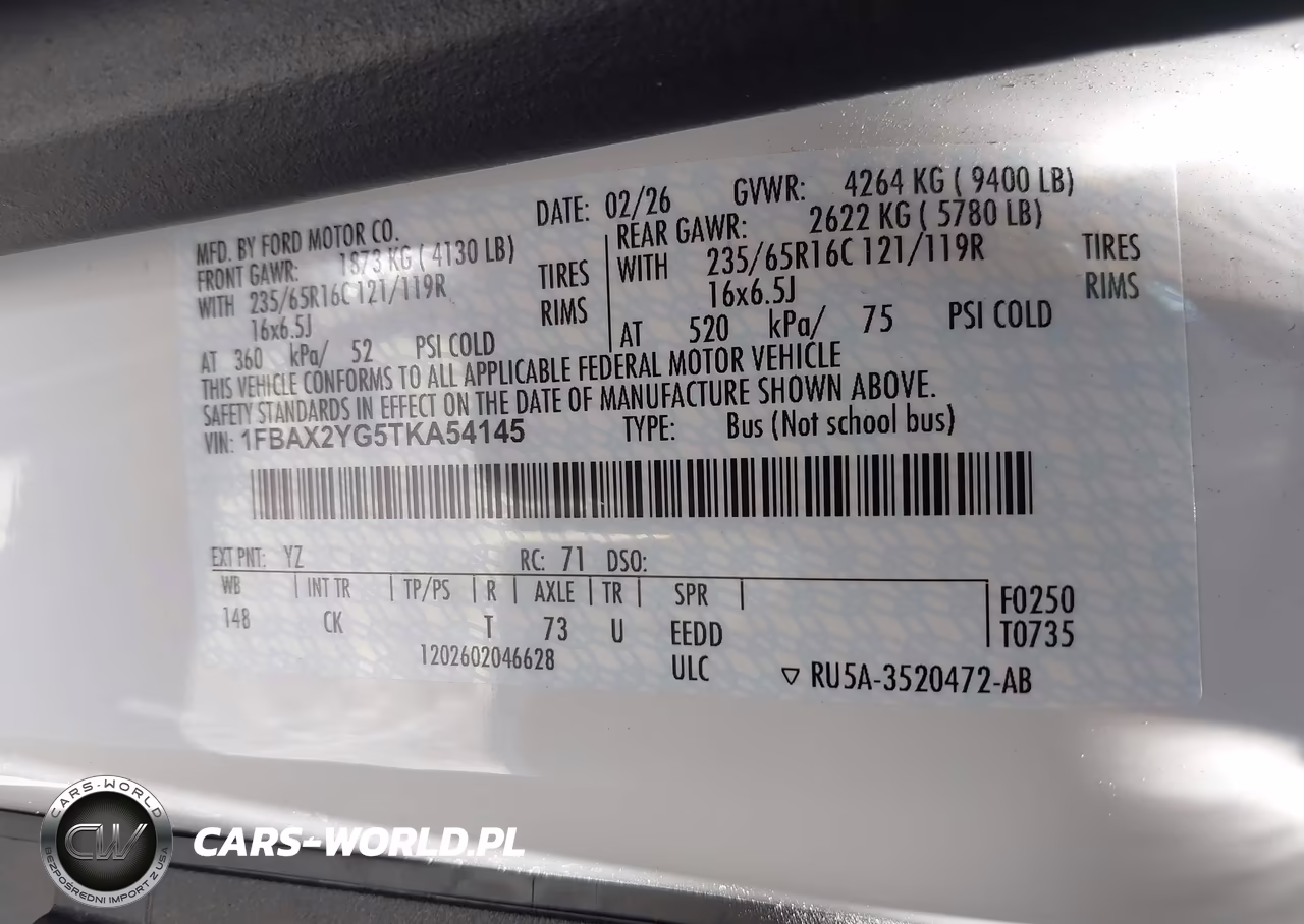 2026 Ford Transit-350 Passenger Van Xlt VIN:1FBAX2YG5TKA54145 - 9
