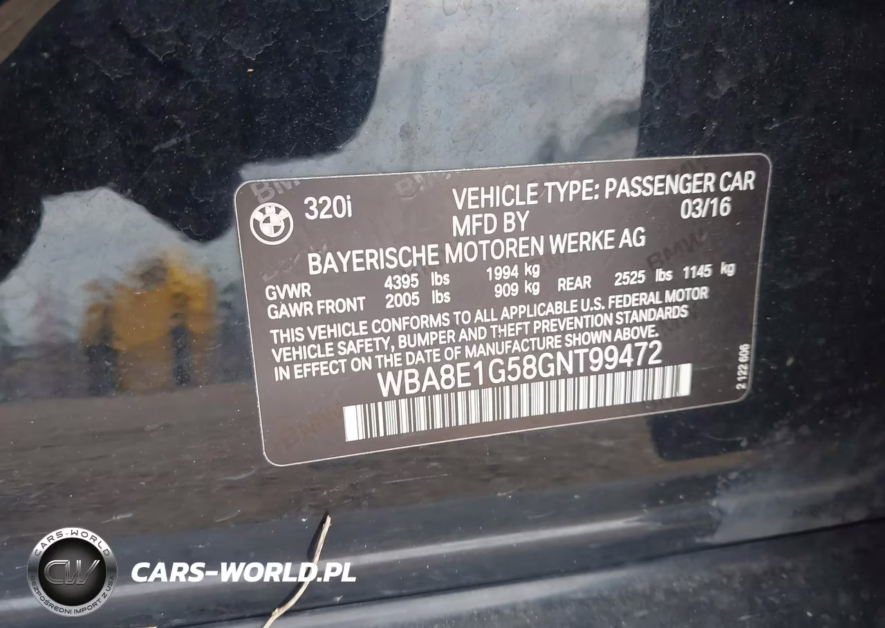 2016 BMW 320I VIN:WBA8E1G58GNT99472 - 9