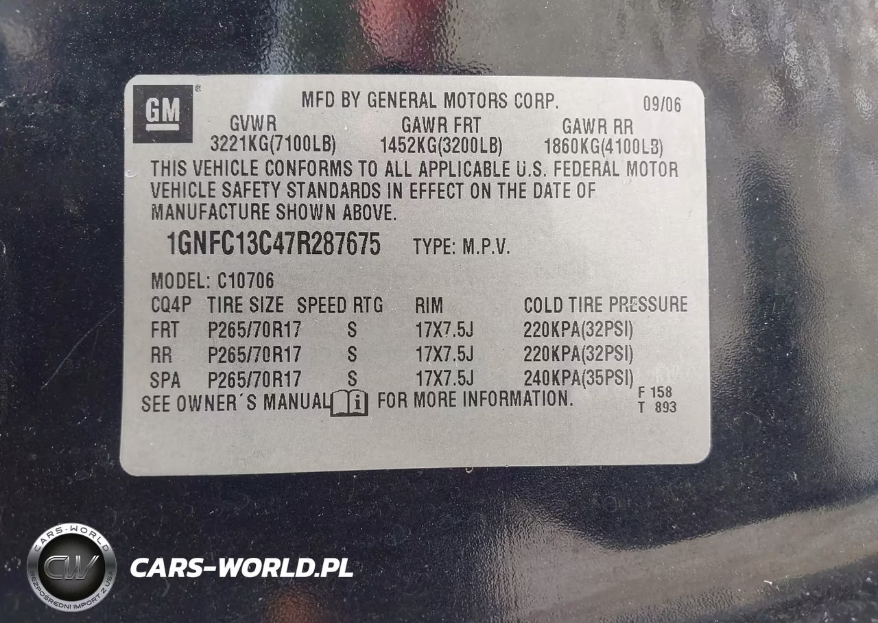 2007 Chevrolet Tahoe Ls VIN:1GNFC13C47R287675 - 9