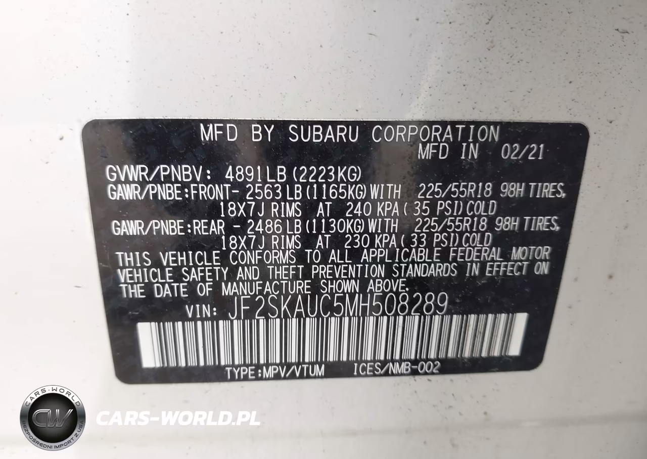 2021 Subaru Forester Limited VIN:JF2SKAUC5MH508289 - 9