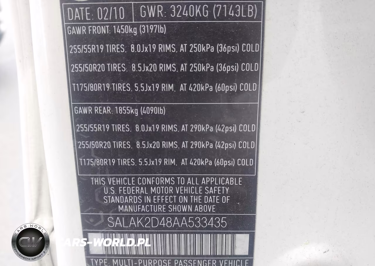 2010 Land Rover Lr4 VIN:SALAK2D48AA533435 - 9