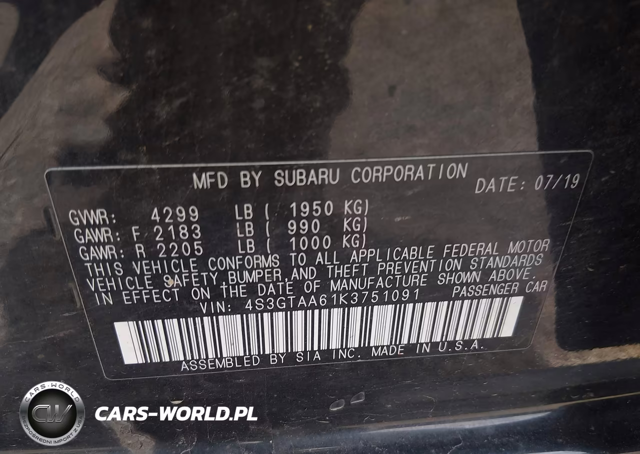 2019 Subaru Impreza 2.0I VIN:4S3GTAA61K3751091 - 9