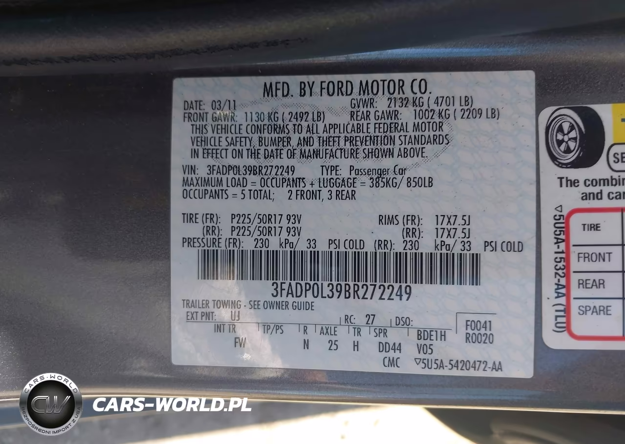 2011 Ford Fusion Hybrid VIN:3FADP0L39BR272249 - 9