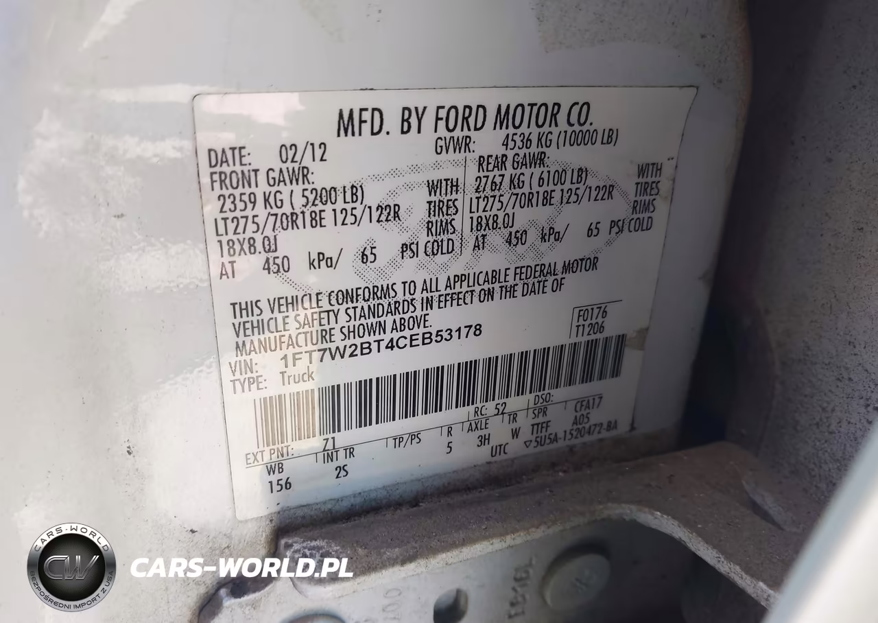 2012 Ford F-250 Xlt VIN:1FT7W2BT4CEB53178 - 9