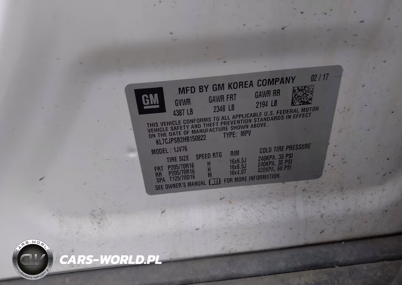 2017 Chevrolet Trax Lt VIN:KL7CJPSB2HB150822 - 9