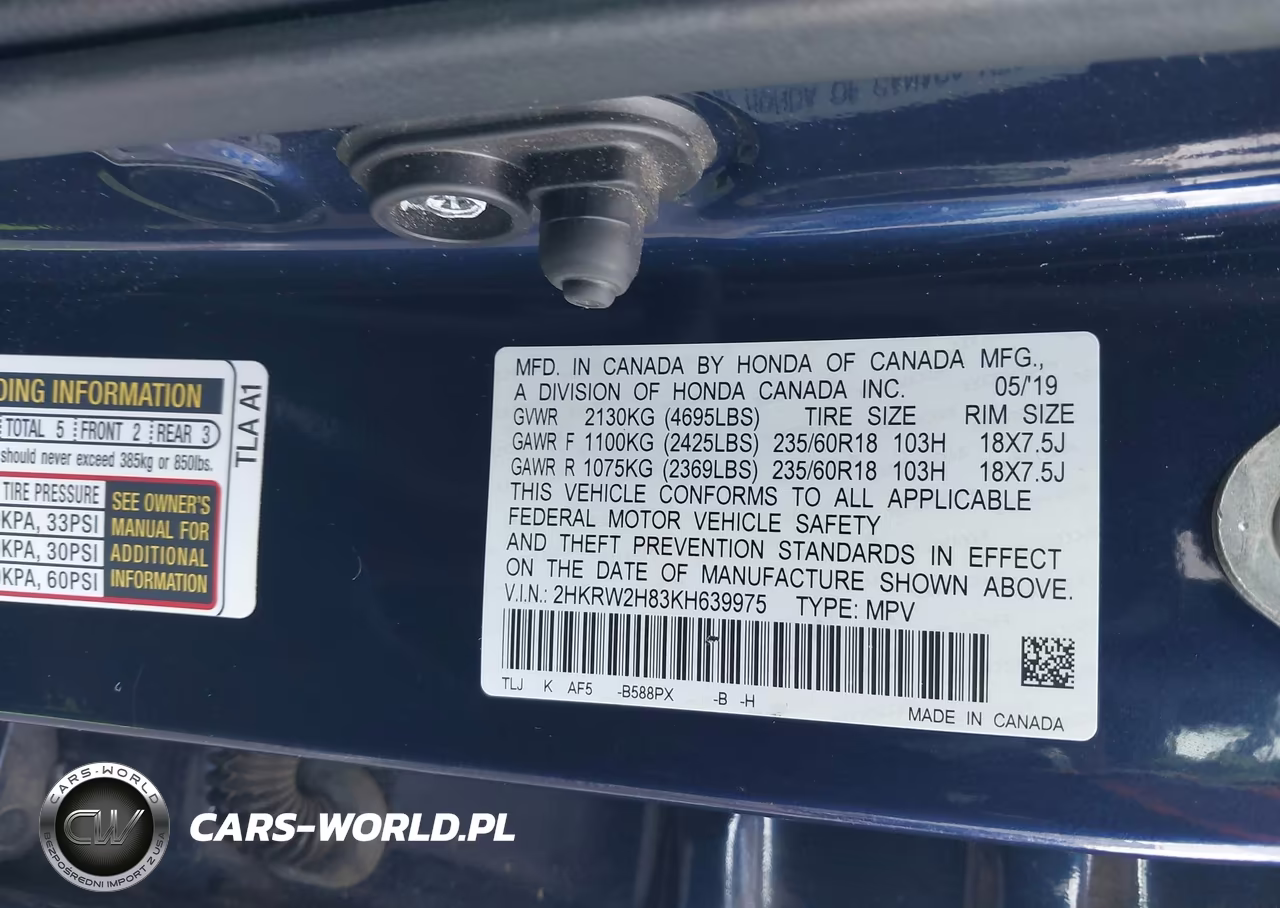 2019 Honda Cr-V Ex-L VIN:2HKRW2H83KH639975 - 9