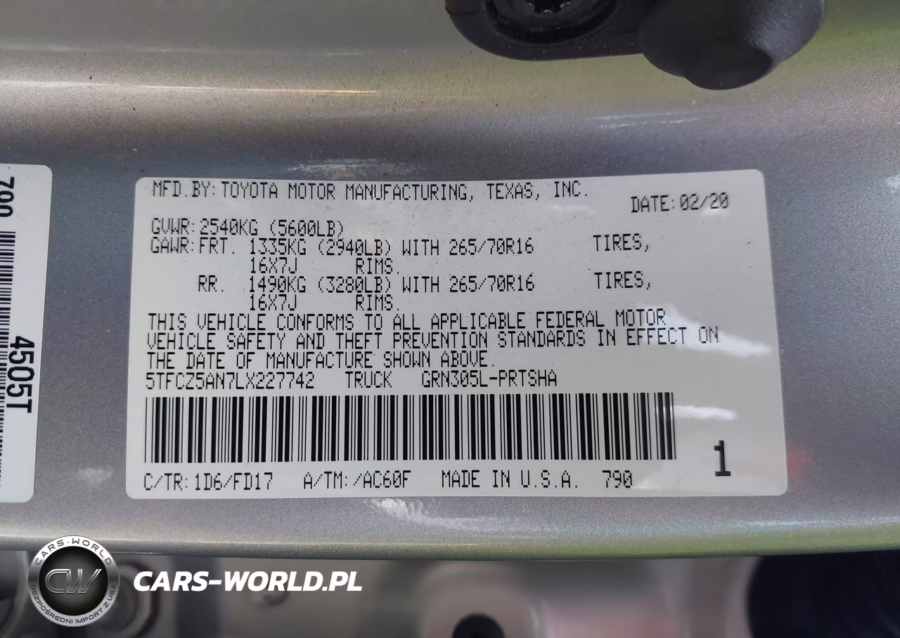 2020 Toyota Tacoma Trd Off-Road VIN:5TFCZ5AN7LX227742 - 9