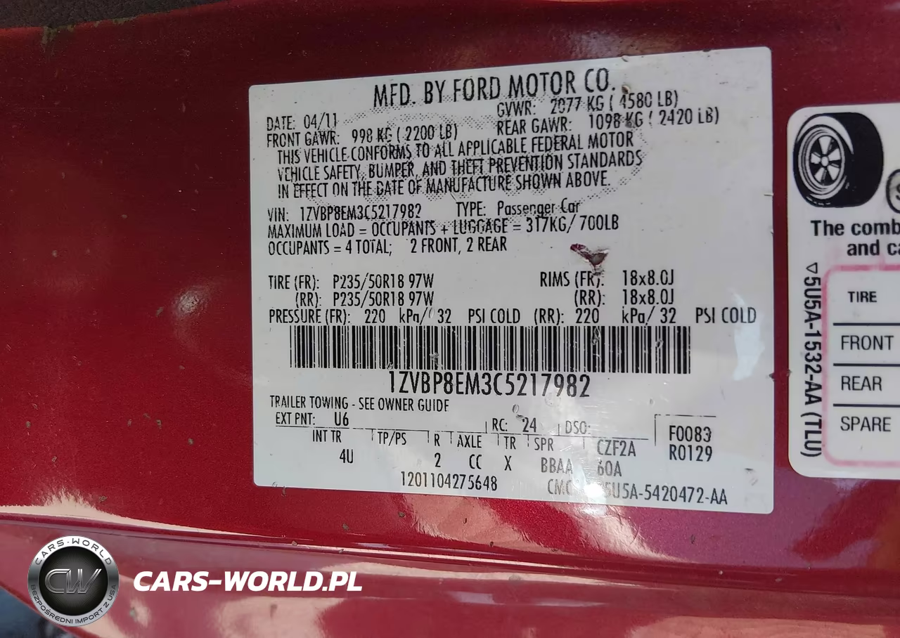 2012 Ford Mustang V6 Premium VIN:1ZVBP8EM3C5217982 - 9