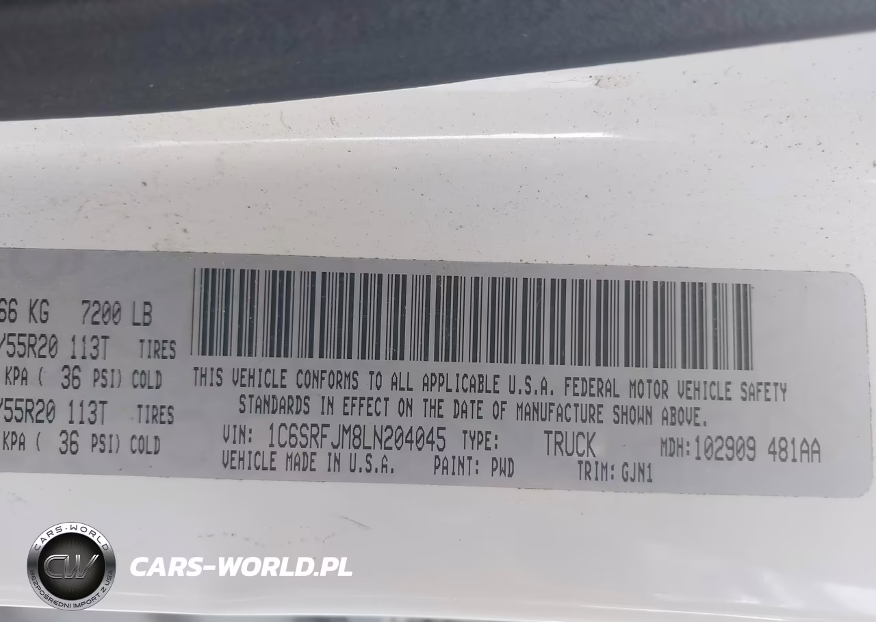 2020 Ram 1500 Laramie 4X4 5'7 Box VIN:1C6SRFJM8LN204045 - 9