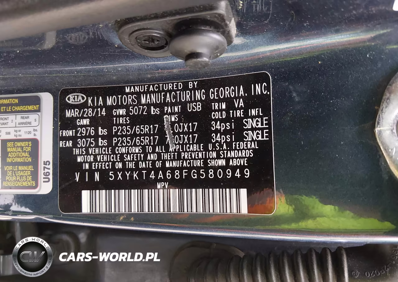 2015 Kia Sorento Lx VIN:5XYKT4A68FG580949 - 9