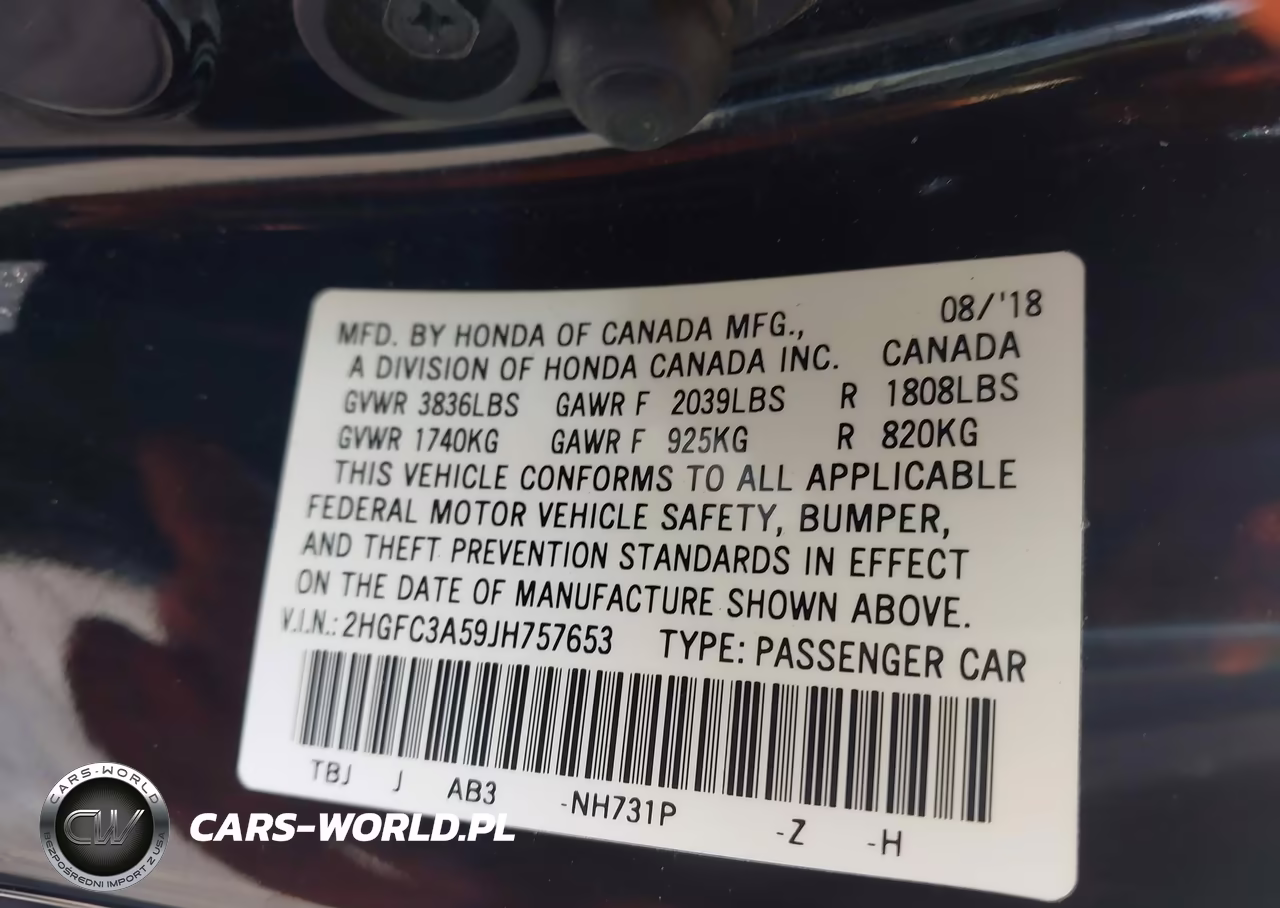 2018 Honda Civic Si VIN:2HGFC3A59JH757653 - 9