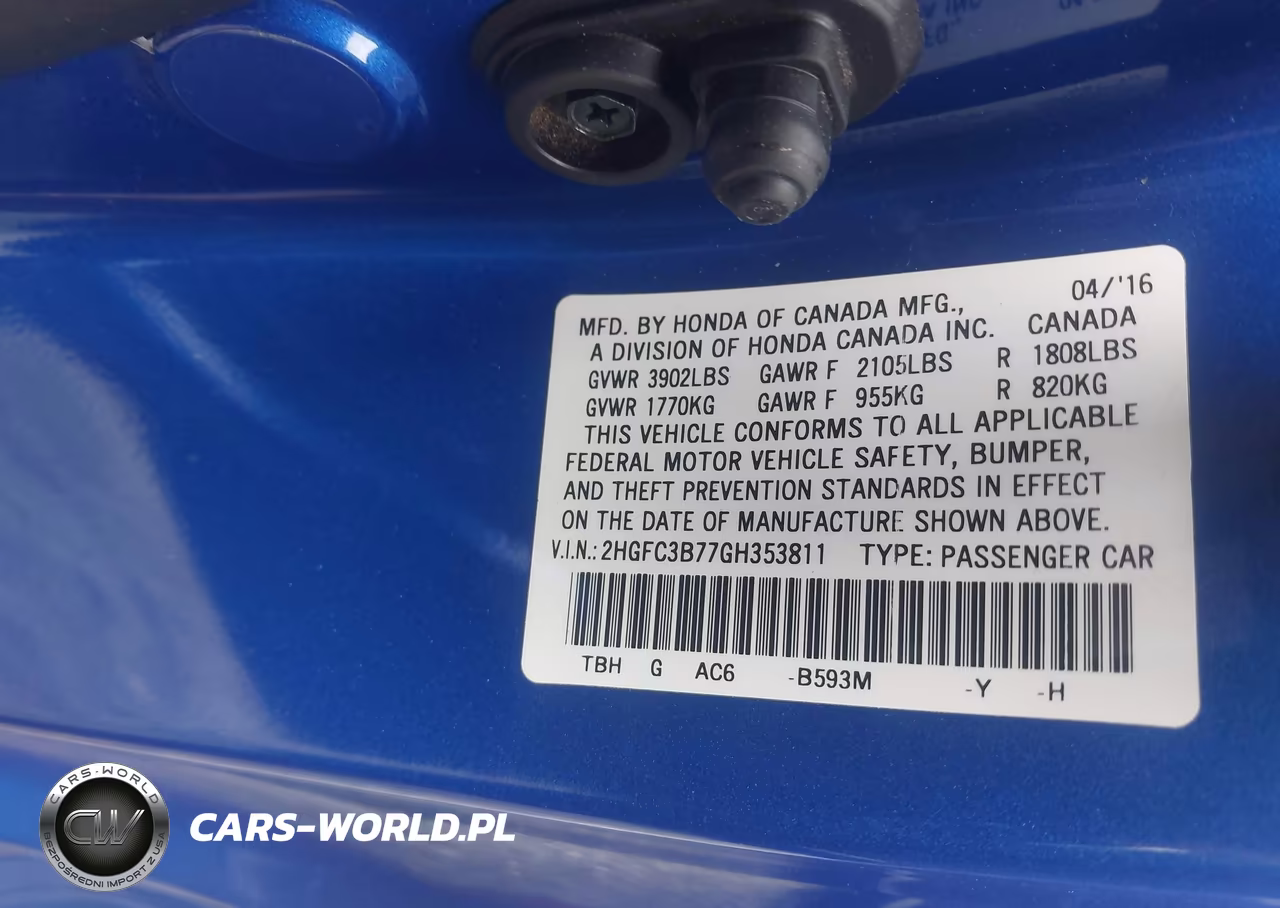 2016 Honda Civic Ex-L VIN:2HGFC3B77GH353811 - 9