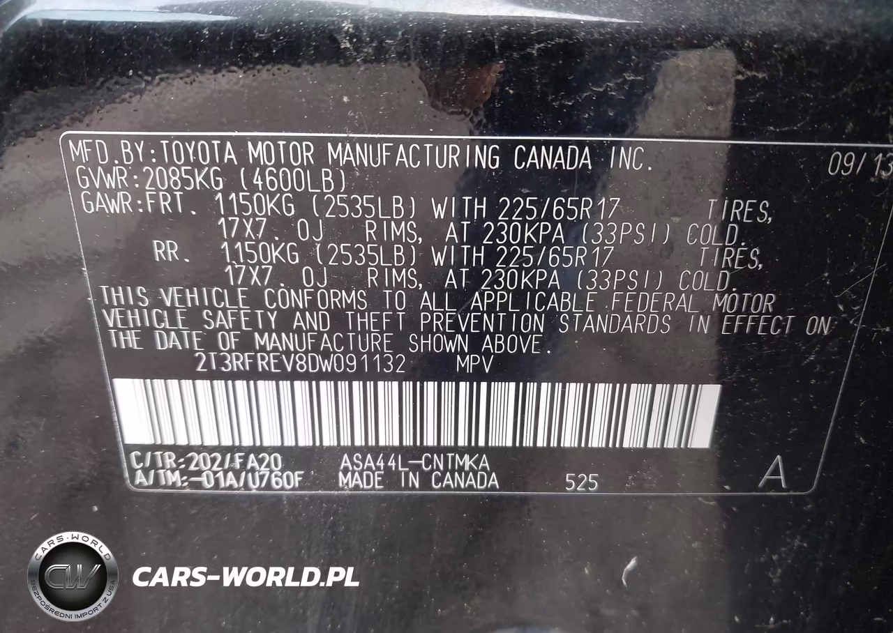 2013 Toyota Rav4 Xle VIN:2T3RFREV8DW091132 - 9