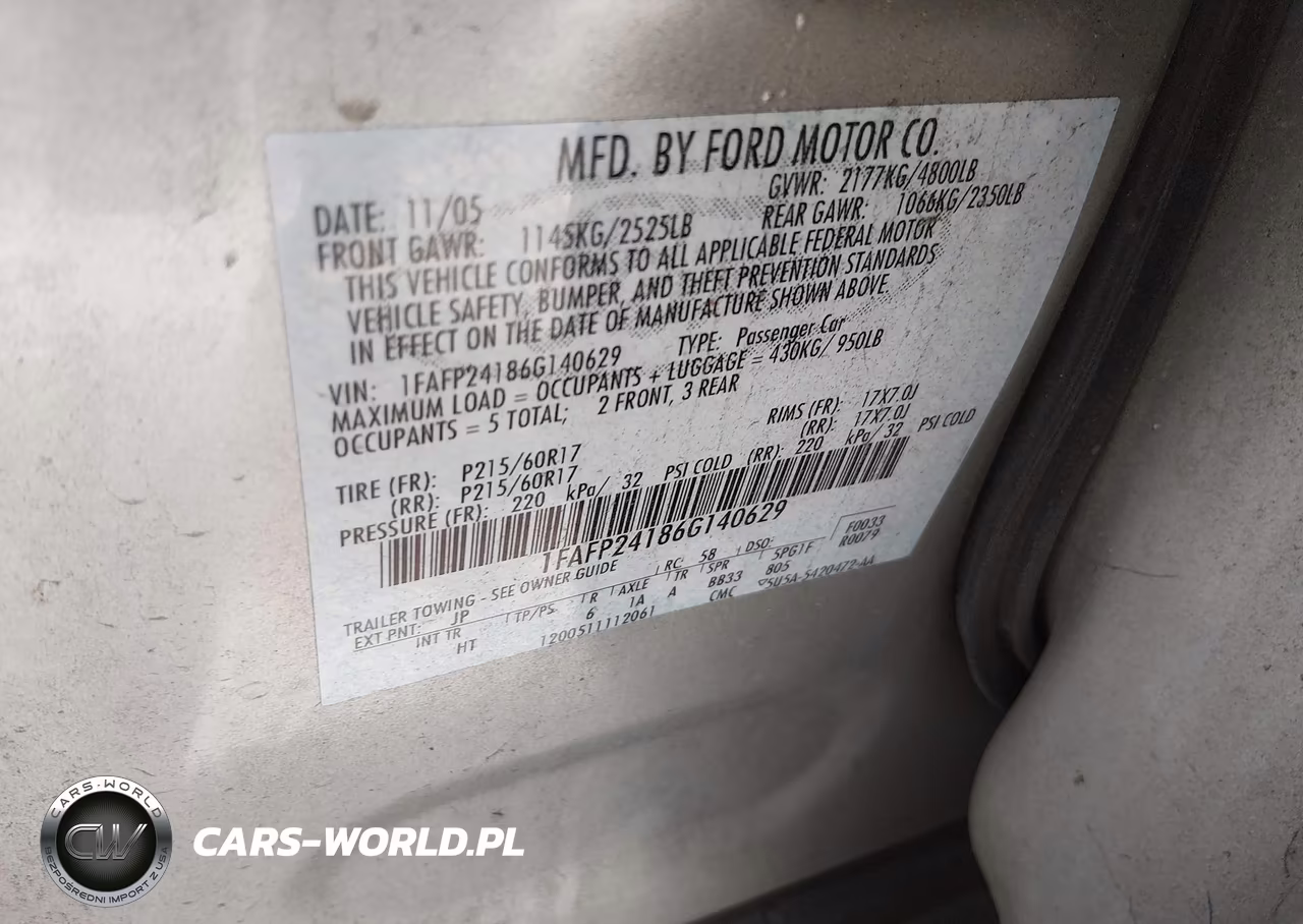 2006 Ford Five Hundred Sel VIN:1FAFP24186G140629 - 9