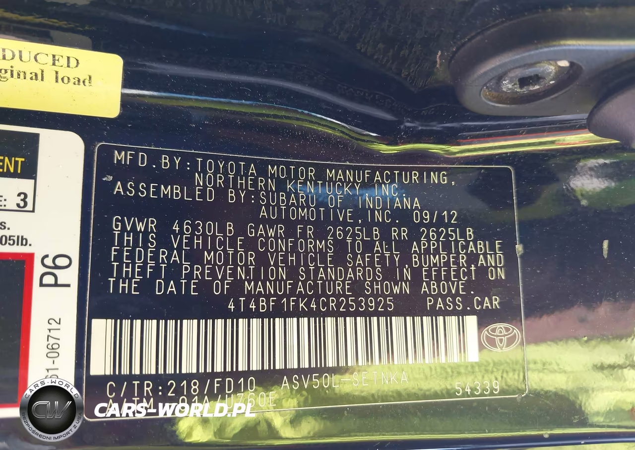 2012 Toyota Camry Le VIN:4T4BF1FK4CR253925 - 9