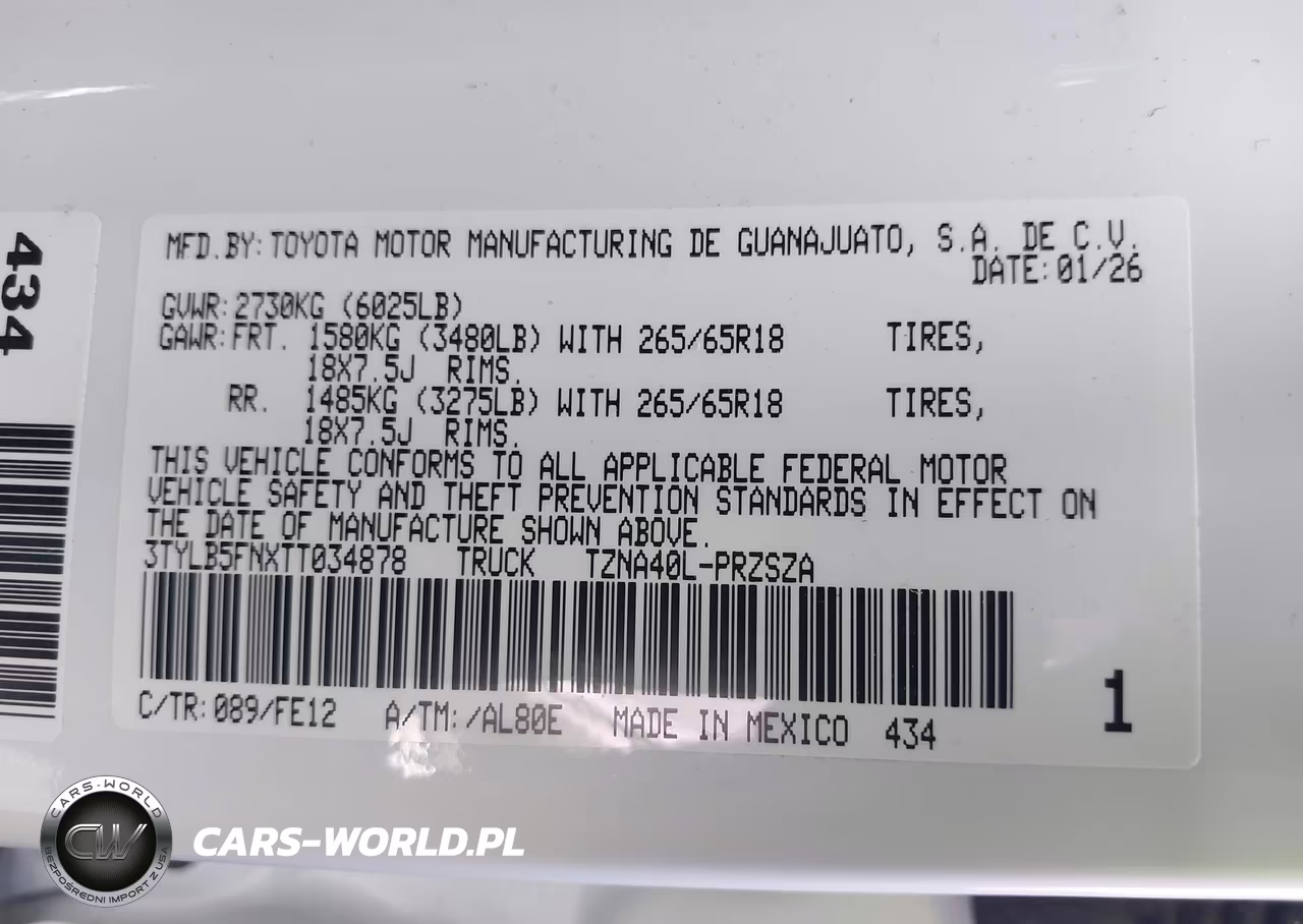 2026 Toyota Tacoma Trd Sport VIN:3TYLB5FNXTT034878 - 9
