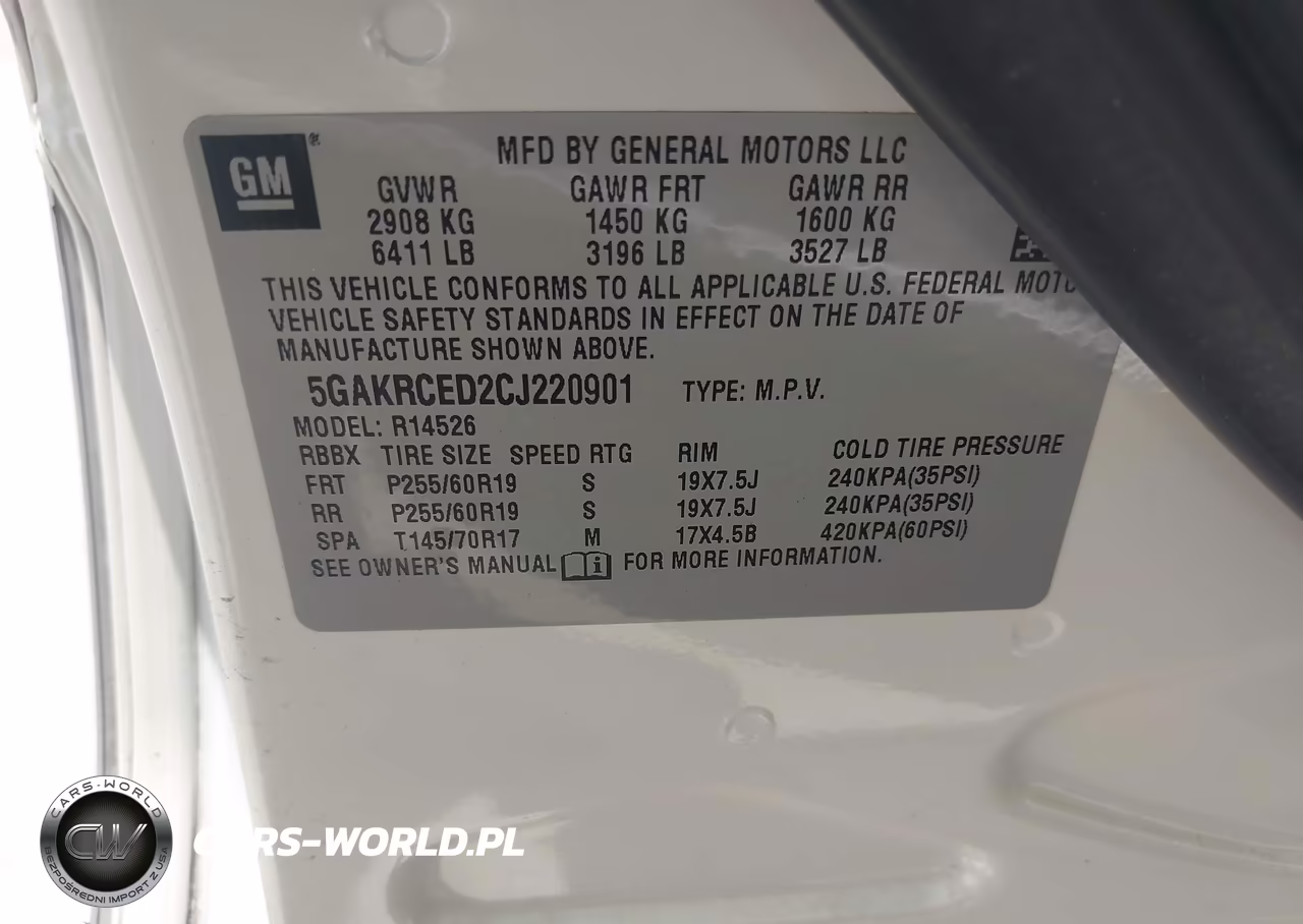 2012 Buick Enclave Leather VIN:5GAKRCED2CJ220901 - 9