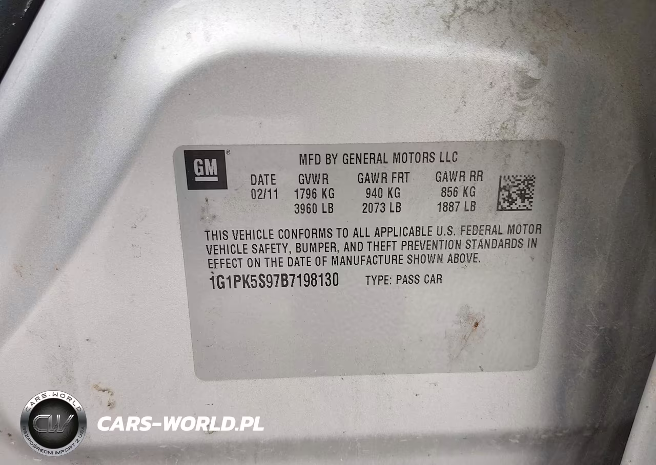 2011 Chevrolet Cruze Eco VIN:1G1PK5S97B7198130 - 9