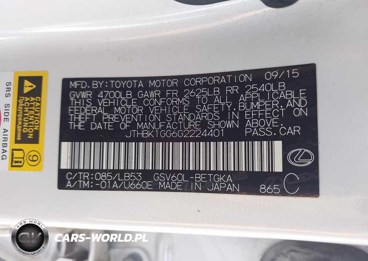 2016 Lexus Es 350 VIN:JTHBK1GG6G2224401 - 9