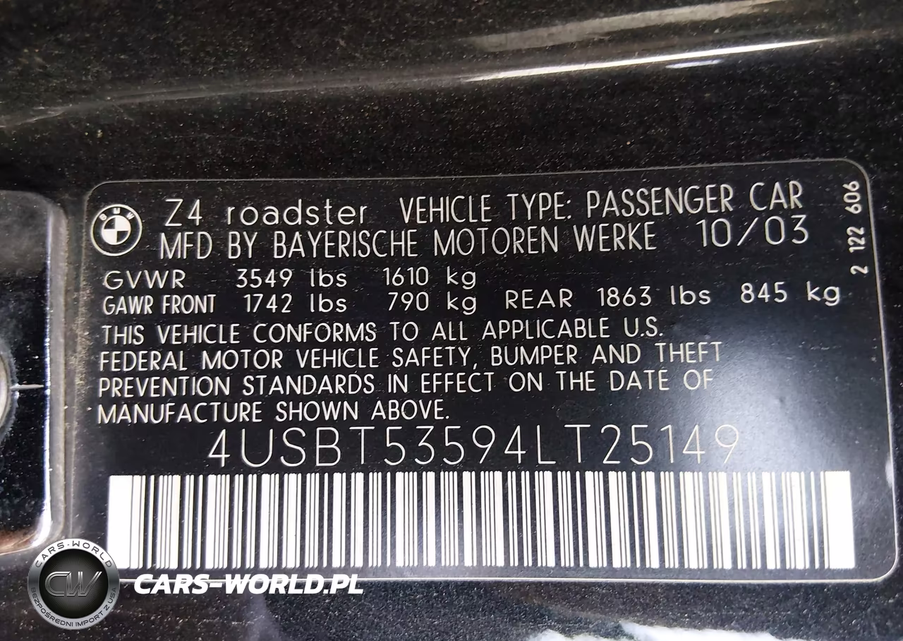 2004 BMW Z4 3.0I VIN:4USBT53594LT25149 - 9