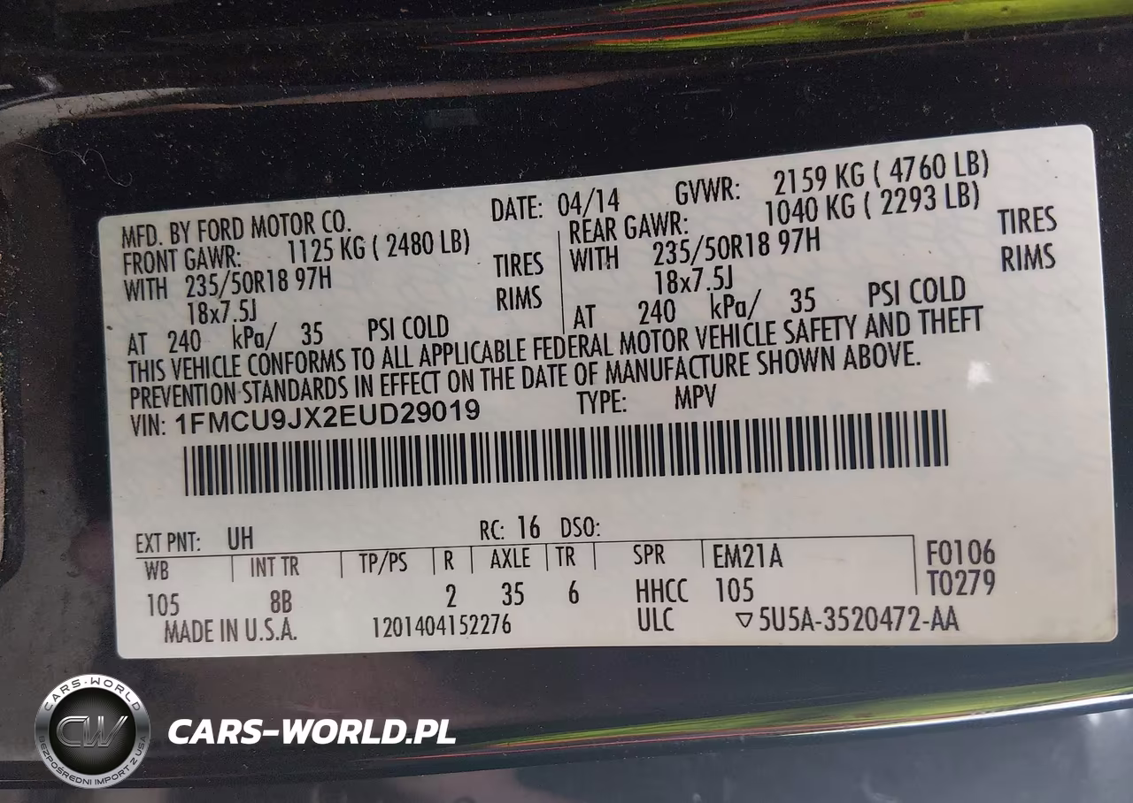 2014 Ford Escape Titanium VIN:1FMCU9JX2EUD29019 - 9