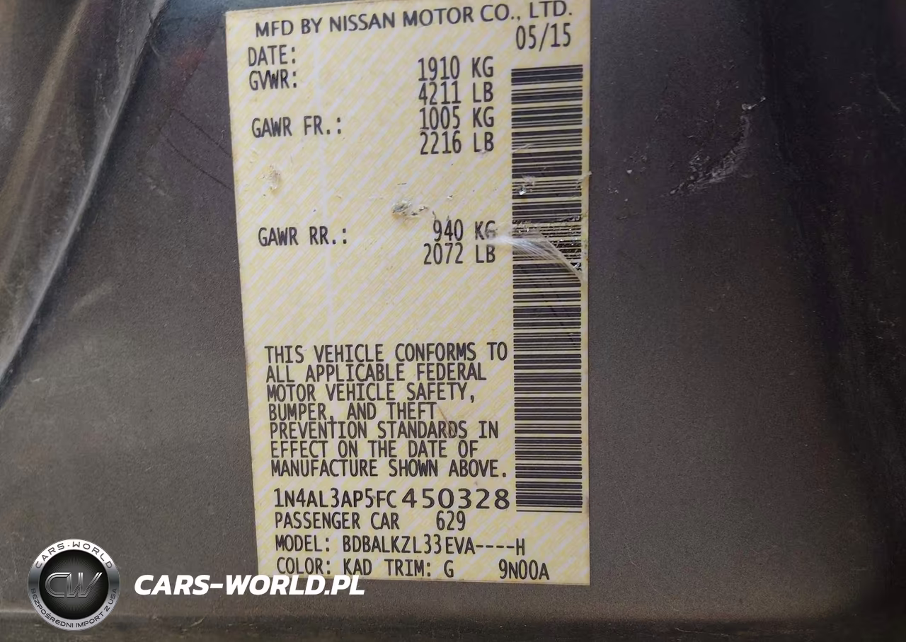 2015 Nissan Altima 2.5 Sv VIN:1N4AL3AP5FC450328 - 9