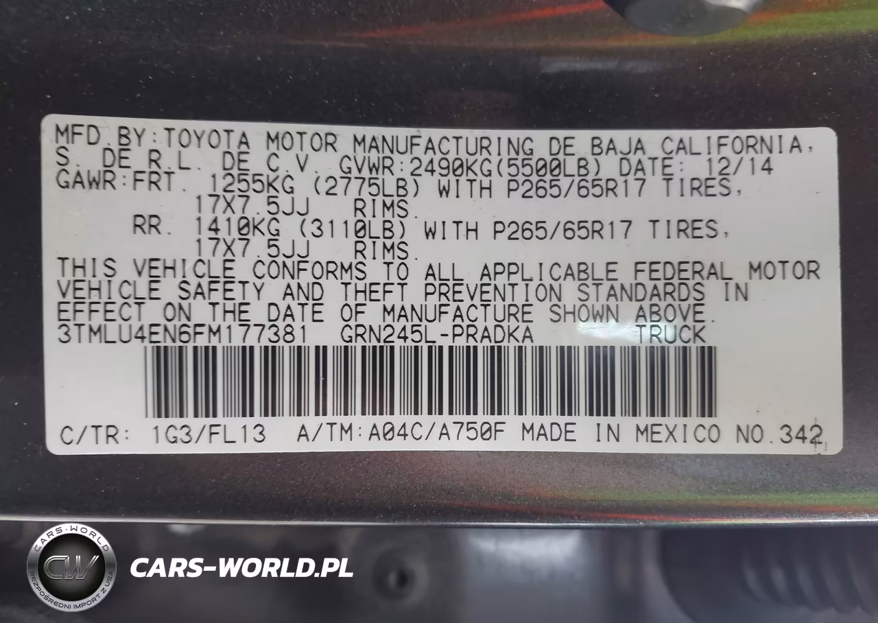 2015 Toyota Tacoma Base V6 VIN:3TMLU4EN6FM177381 - 9