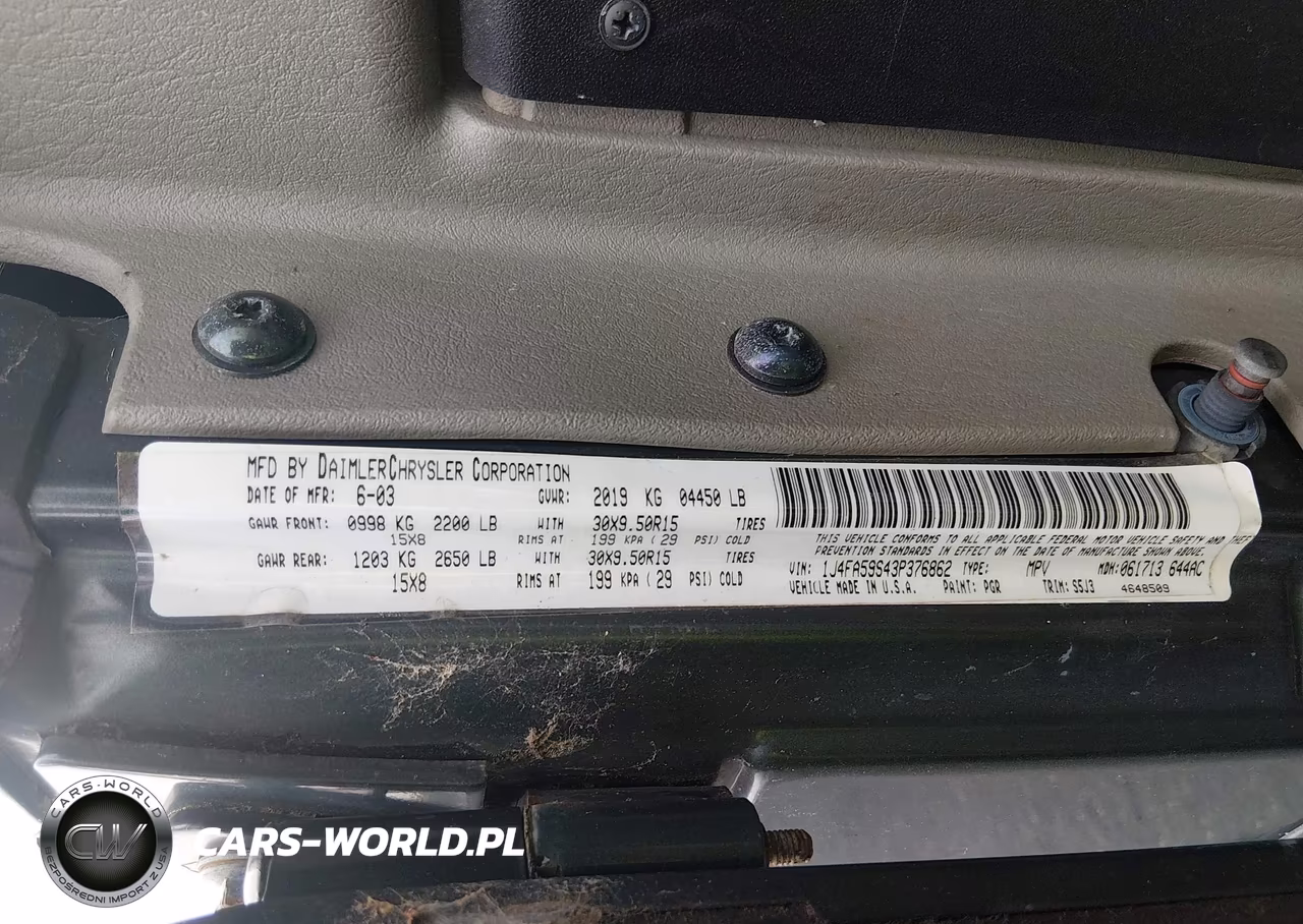 2003 Jeep Wrangler Sahara VIN:1J4FA59S43P376862 - 9