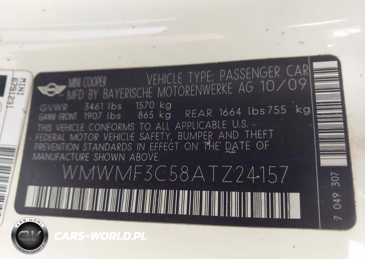 2010 Mini Cooper VIN:WMWMF3C58ATZ24157 - 9