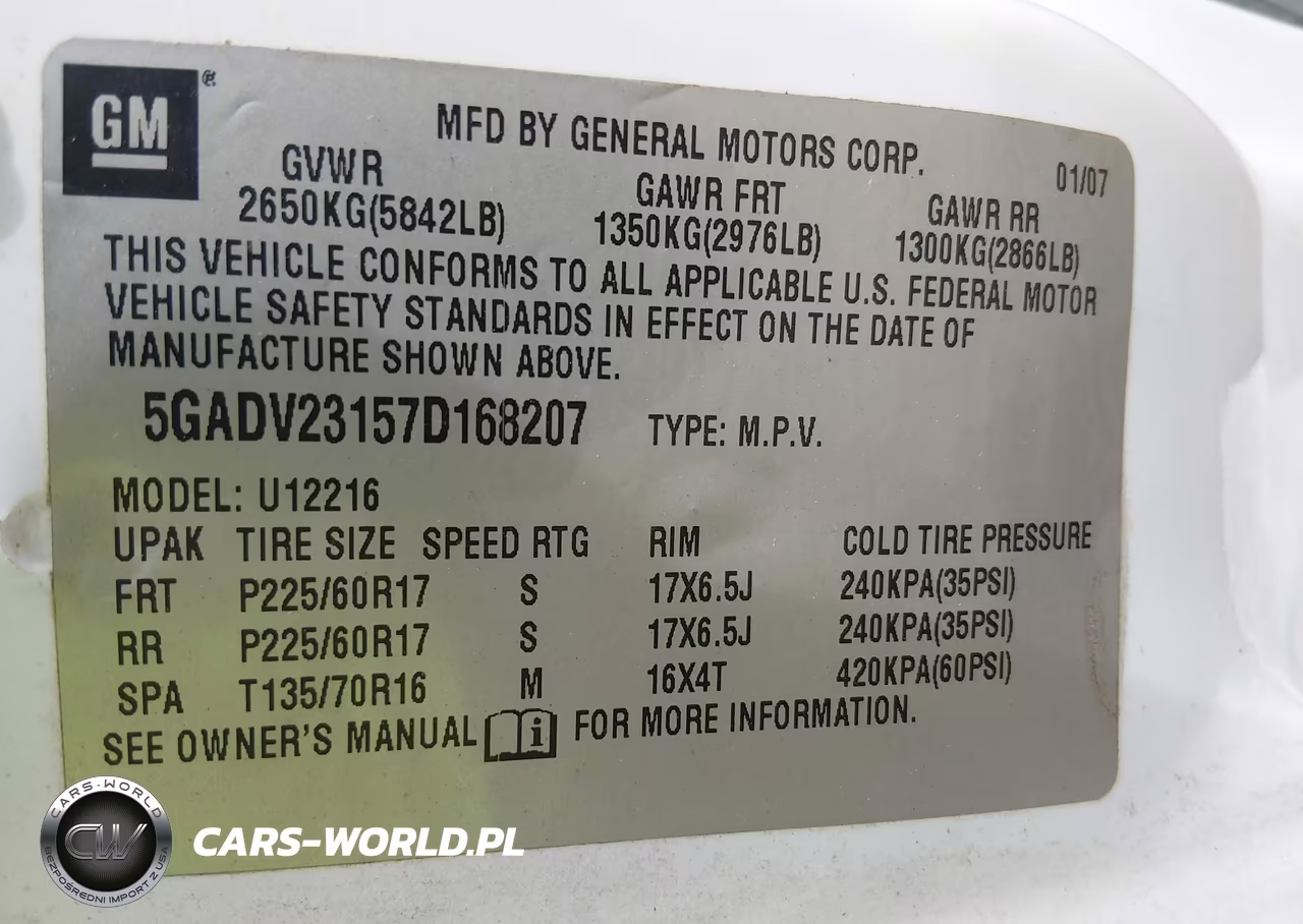 2007 Buick Terraza Cx Plus VIN:5GADV23157D168207 - 9