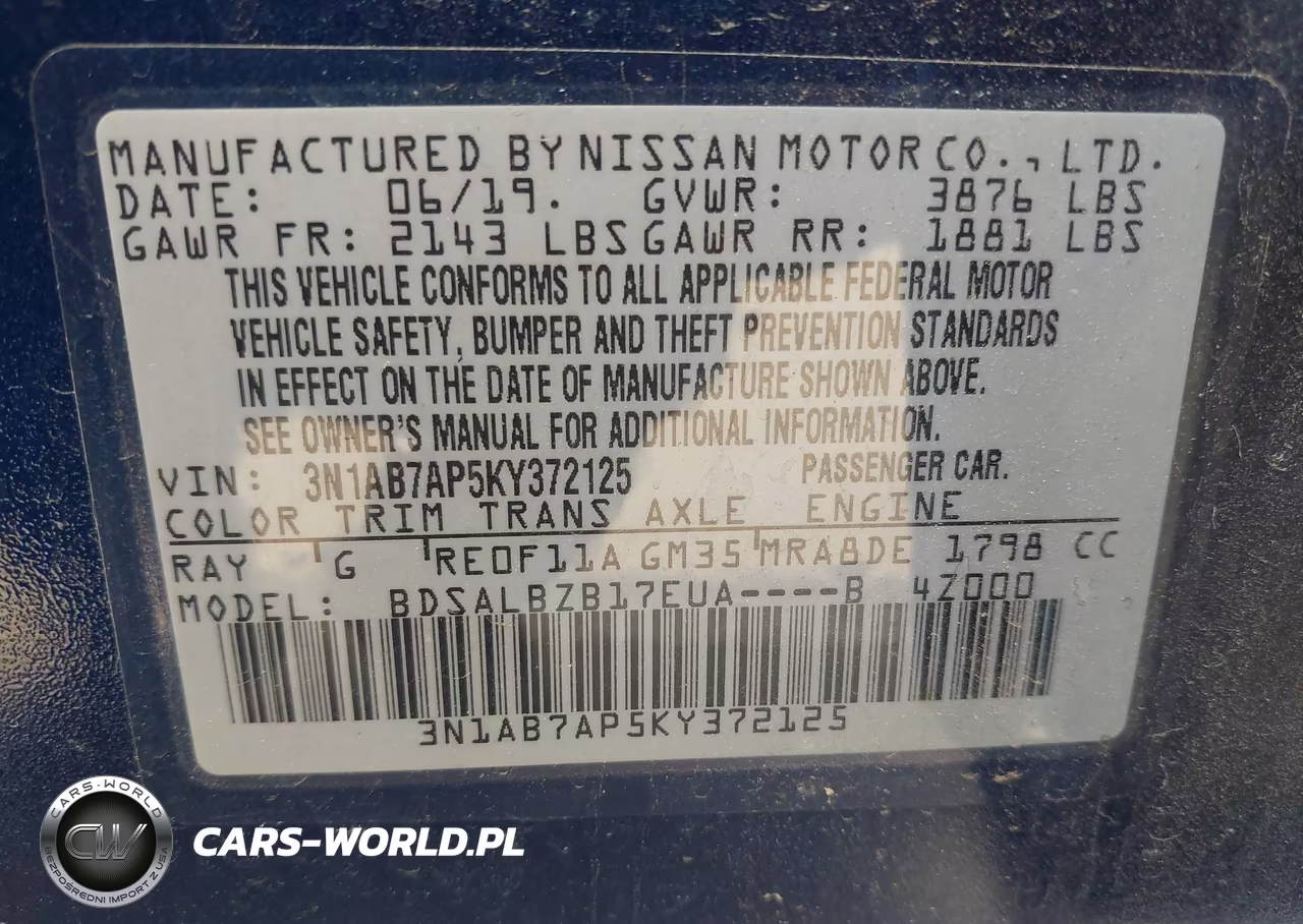 2019 Nissan Sentra S VIN:3N1AB7AP5KY372125 - 9