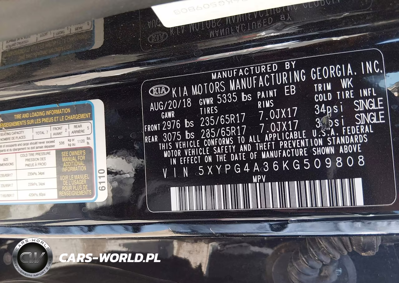 2019 Kia Sorento 2.4L L VIN:5XYPG4A36KG509808 - 9