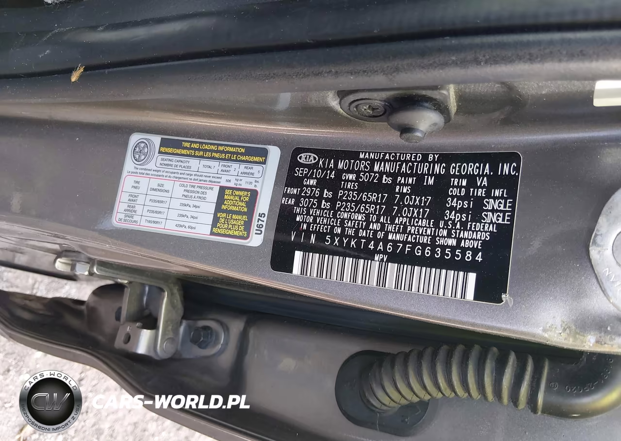 2015 Kia Sorento Lx VIN:5XYKT4A67FG635584 - 9