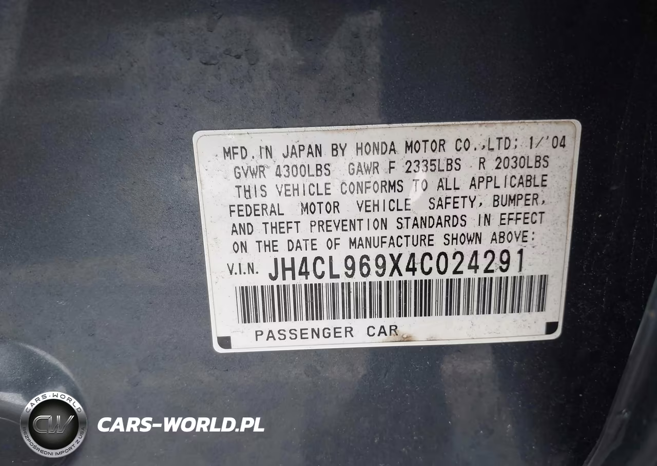 2004 Acura Tsx VIN:JH4CL969X4C024291 - 9