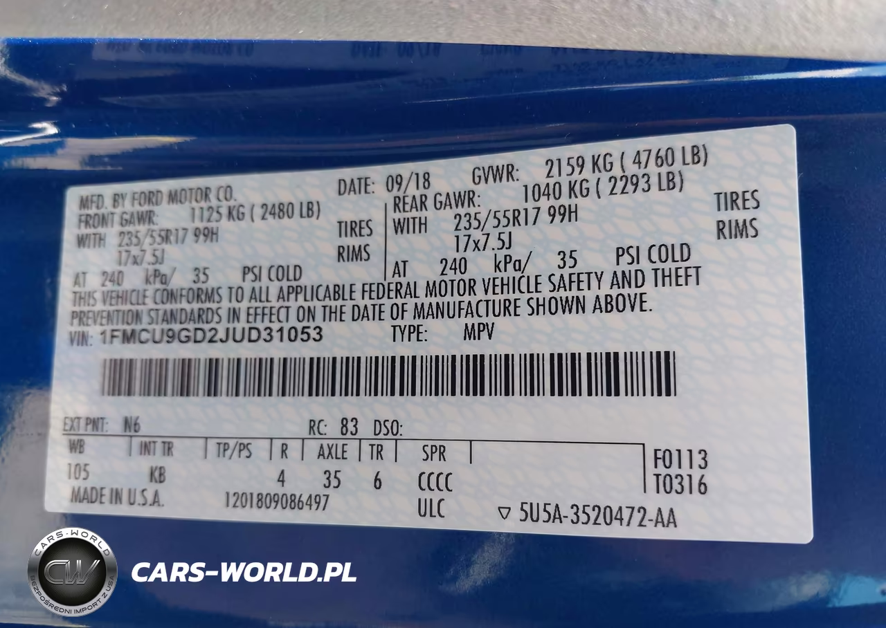 2018 Ford Escape Se VIN:1FMCU9GD2JUD31053 - 9
