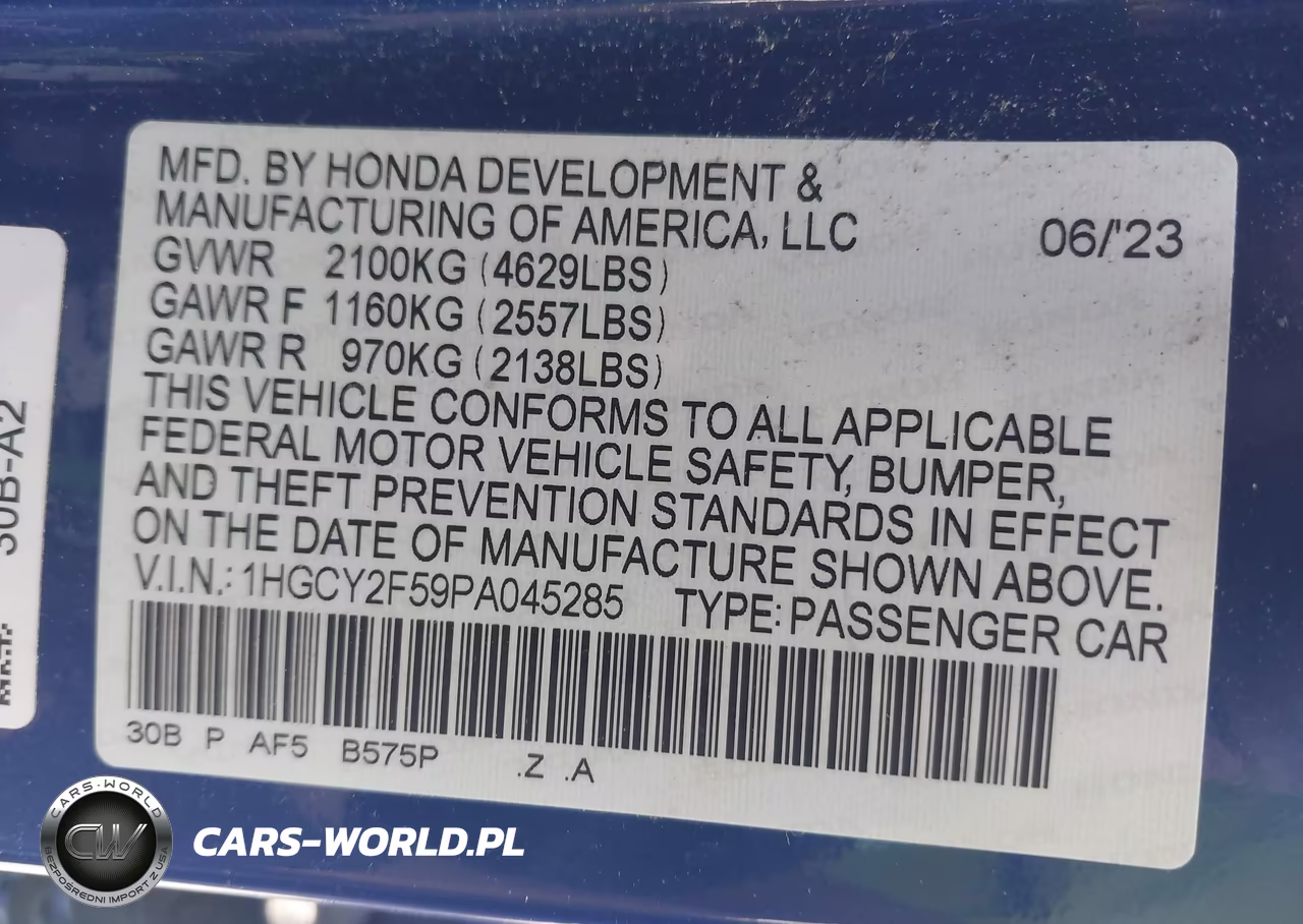 2023 Honda Accord Hybrid Sport VIN:1HGCY2F59PA045285 - 9