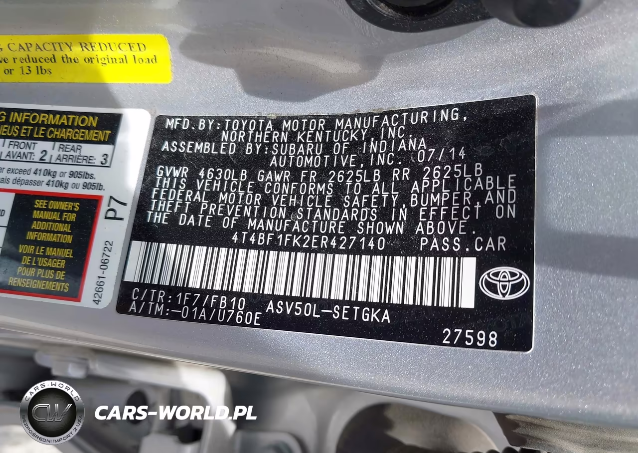 2014 Toyota Camry Xle VIN:4T4BF1FK2ER427140 - 9